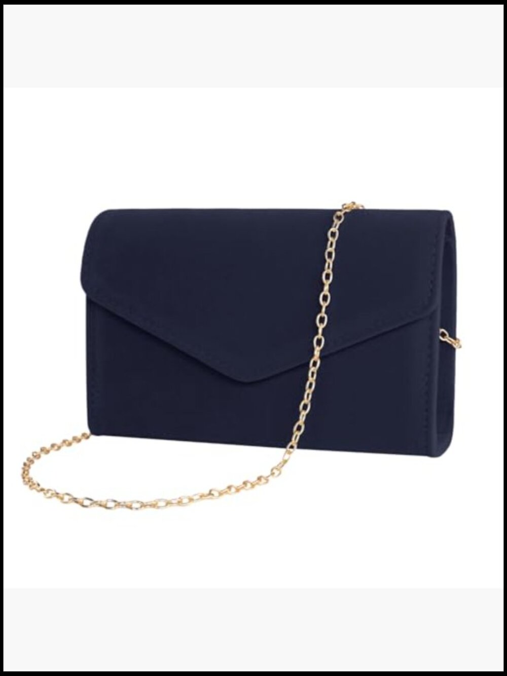 Faux Suede Clutch Purse Evening Party Chain Shoulder Bag Magnetic Closure - Picture 2 of 7